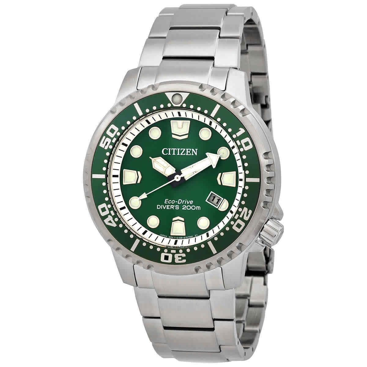 Citizen Promaster Eco-drive Green Dial Men`s Watch BN0158-85X - Dial: Green, Band: Silver, Bezel: Silver-tone