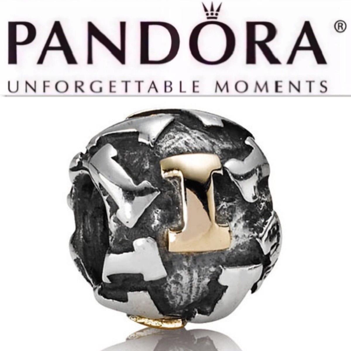 Retired Pandora 790298 2tone Initial I Bead Charm 790298I