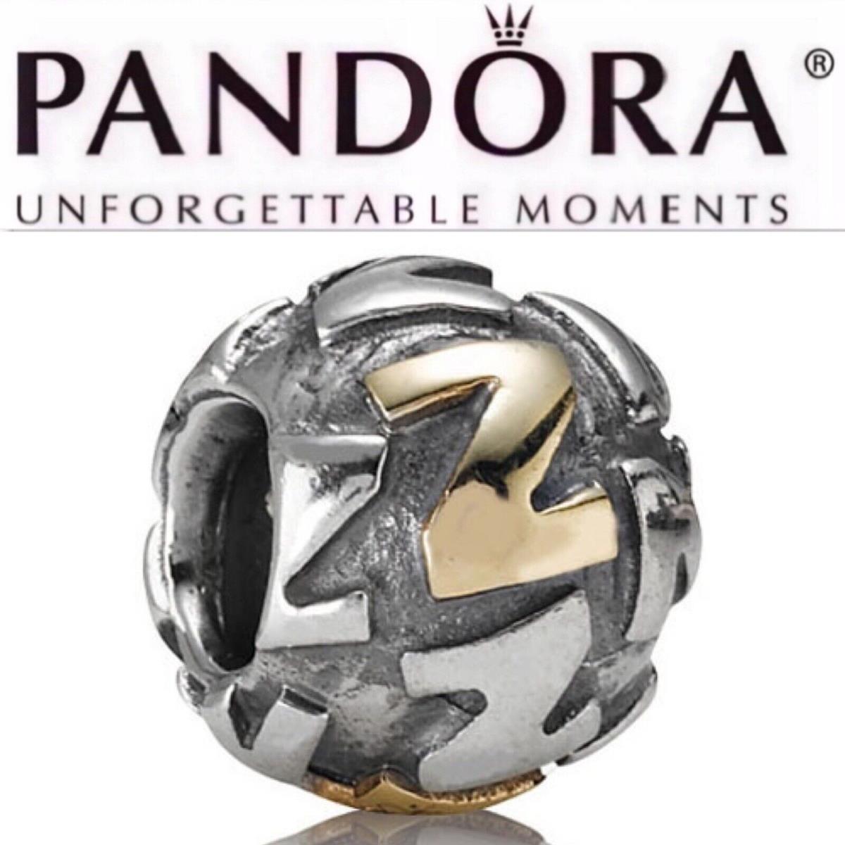 True Retired Pandora Twotone Initial Z Bead Charm 790298Z 925 585 Ale