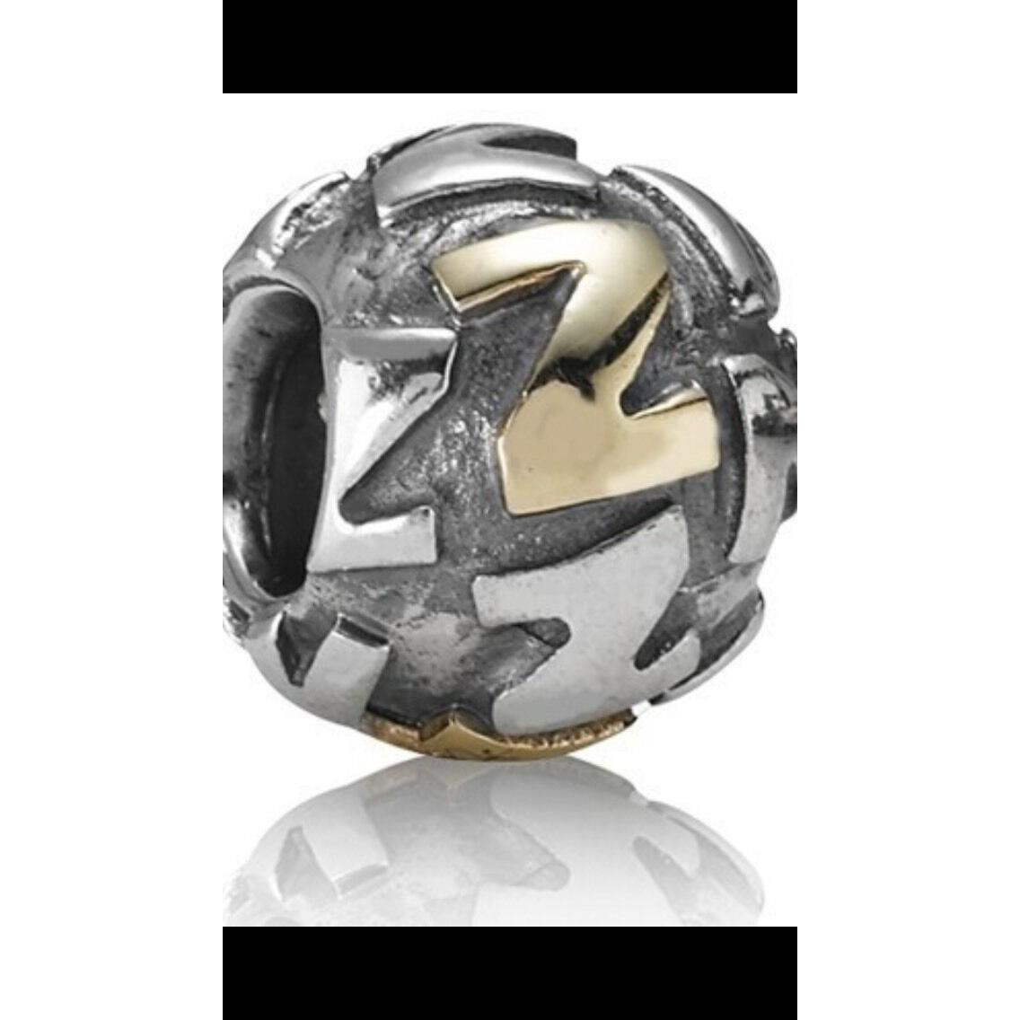 True Retired Pandora Twotone Initial Z Bead Charm 790298Z 925 585 Ale