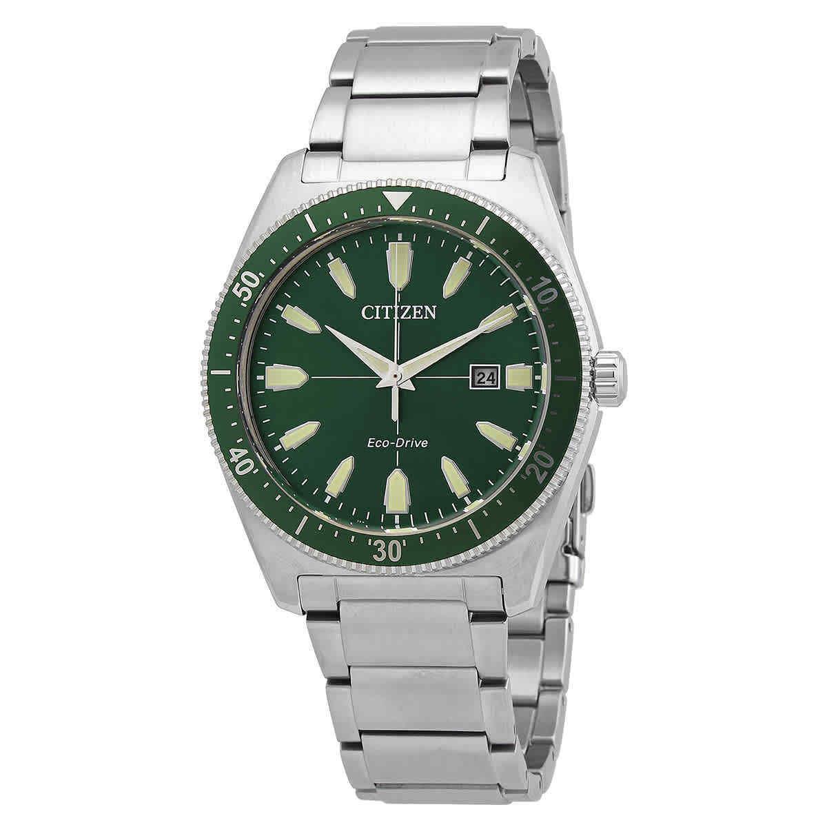 Citizen Eco-drive Green Dial Men`s Watch AW1598-70X