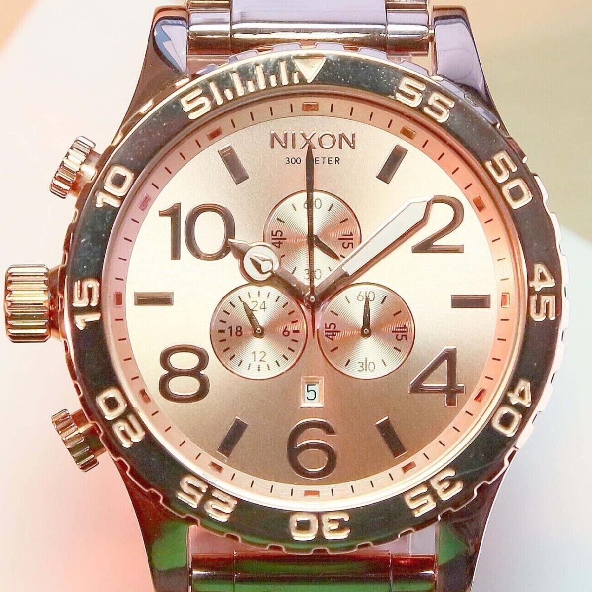 Nixon 51-30 Chrono Rose Gold Tone Watch A083-897 Mens Womens Gift