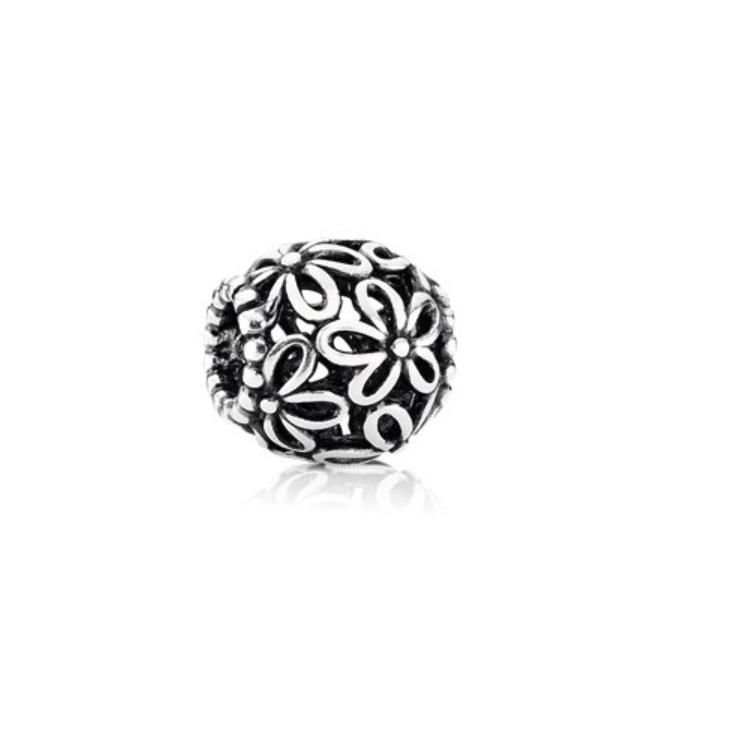 Lot OF 2 Pandora Openwork Flower Charm Sterling Silver 790890