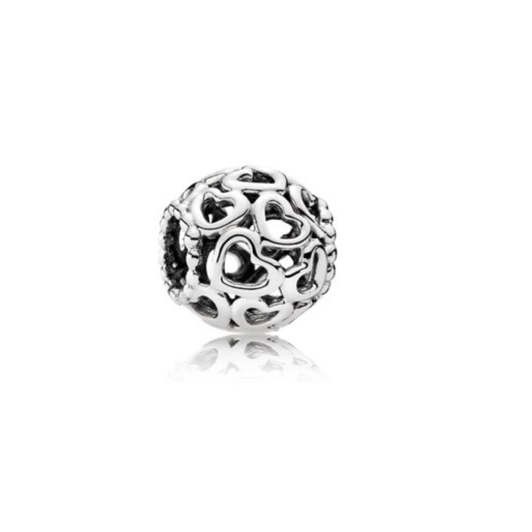 Lot OF 2 Pandora Openwork Heart Charm Sterling Silver 790964