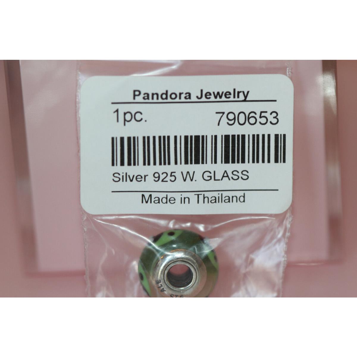 Pandora Green Ladybug Murano Glass Charm Retired 790653 Bagtag