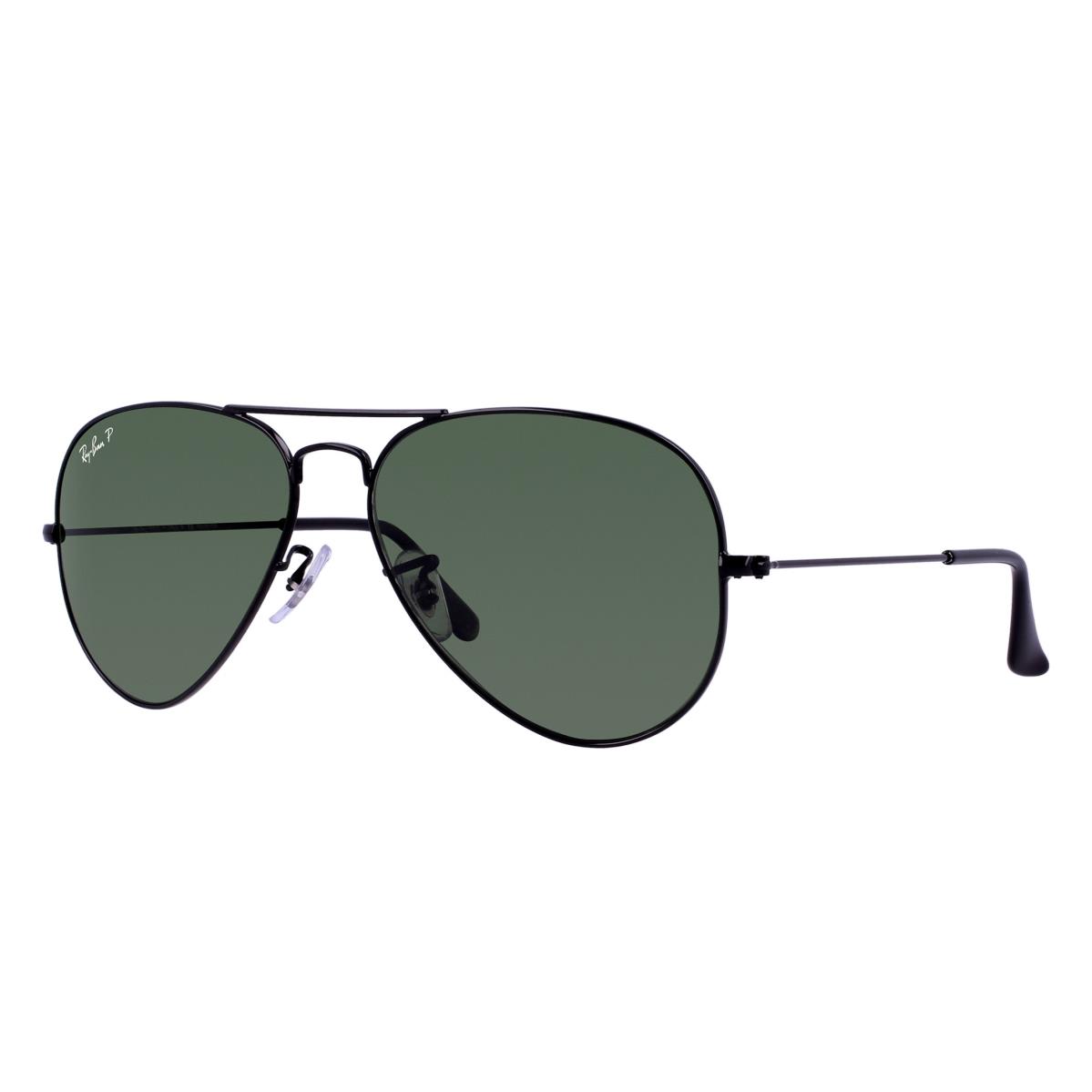 Ray-ban RB3025 Large Metal Aviator Sunglasses 58 mm G-15 Lenses Black Metal Frame/Polarized Green G-15 Lens