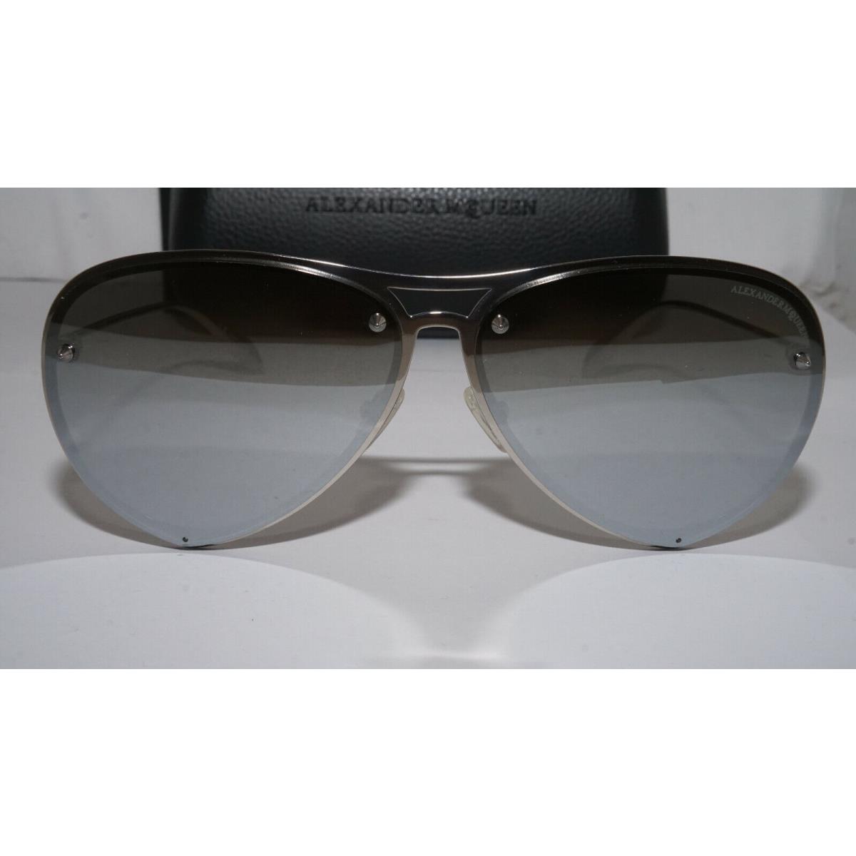 Alexander Mcqueen Sunglasses Aviator Silver Mirror AM0102S 002 63 12 145