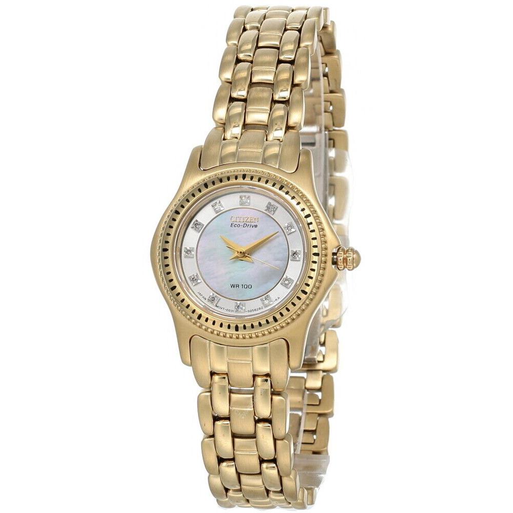 Citizen Riega Eco Drive Mop Dial Gold-tone SS Women`s Watch EP5622-53D