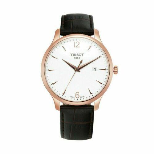 Tissot T063.610.36.037.00 Tradition 42mm Leather Strap Analog Men`s Watch