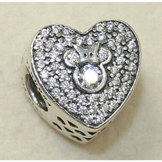 Pandora Charm Mickey Minnie Sparkling Bead 792049CZ Suede Pouch