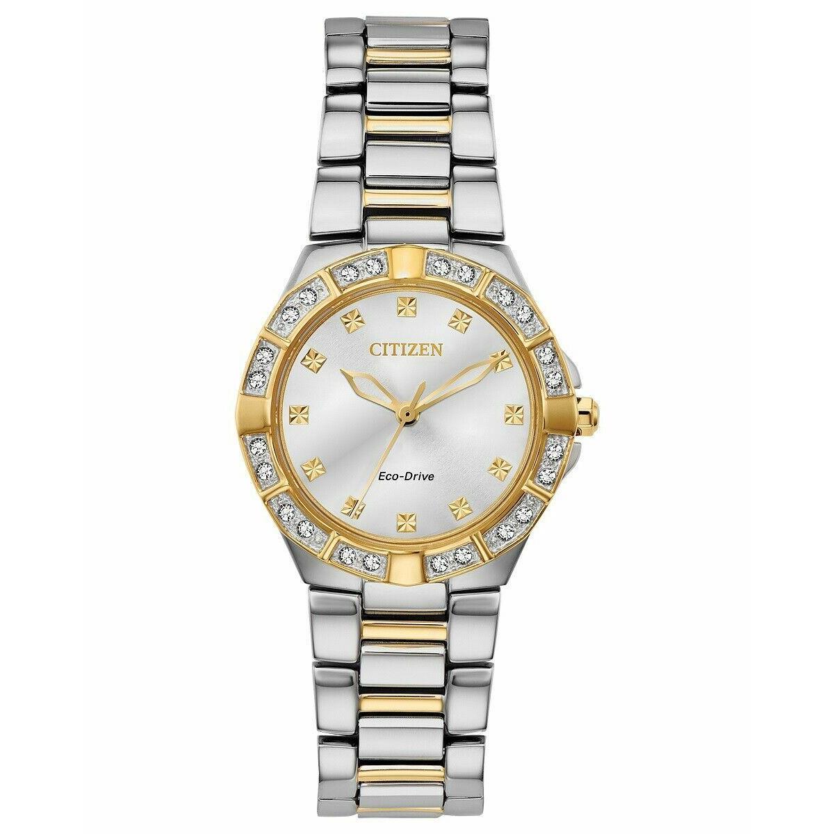 Citizen EM0834-51A Corso Eco-drive Gold Silver Tone Diamond Watch