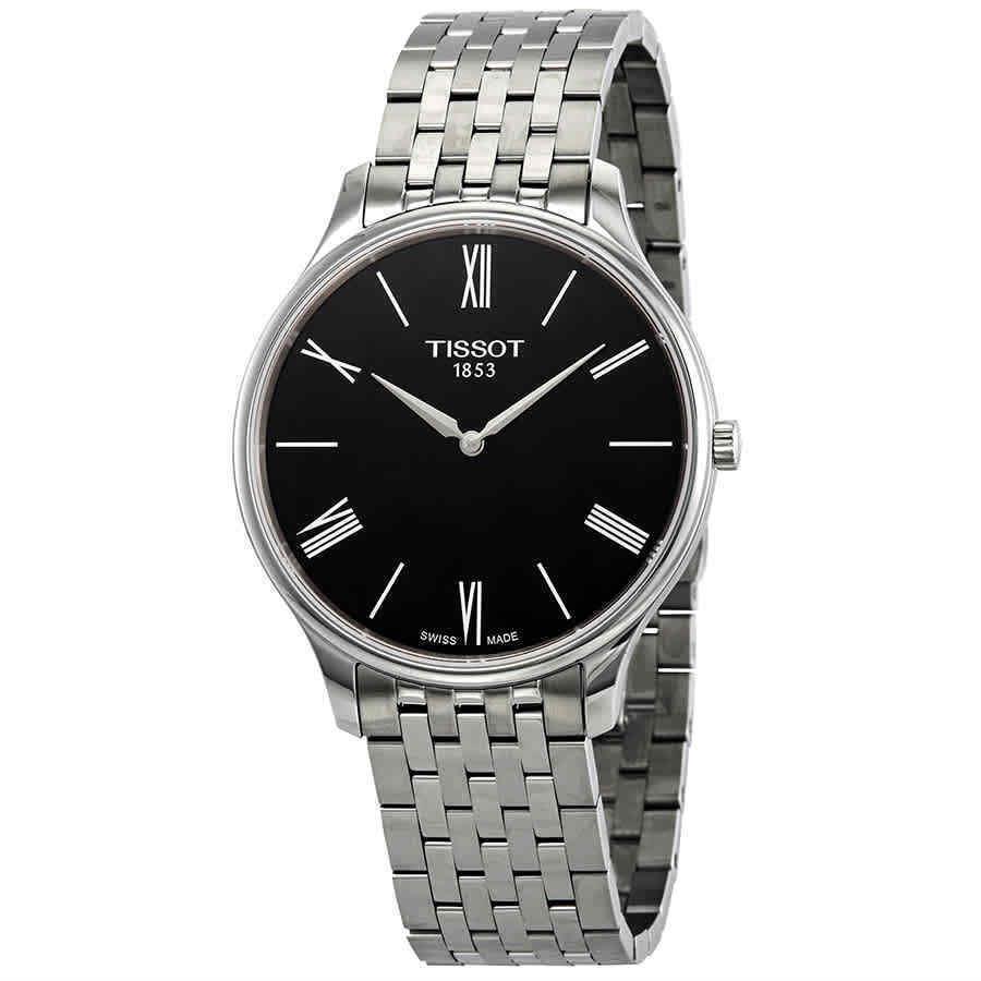 Tissot Tradition 5.5 Black Dial Men`s Watch T0634091105800 - Dial: Black, Band: Gray, Bezel: Silver