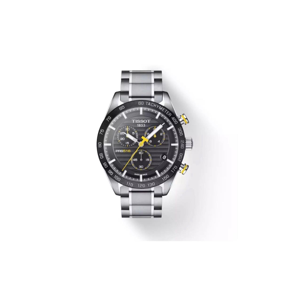 Tissot Men`s Prs 516 Chrono Black Dial Stainless Steel Watch T100.417.11.051.00 - Dial: Black, Band: Silver, Bezel: Black