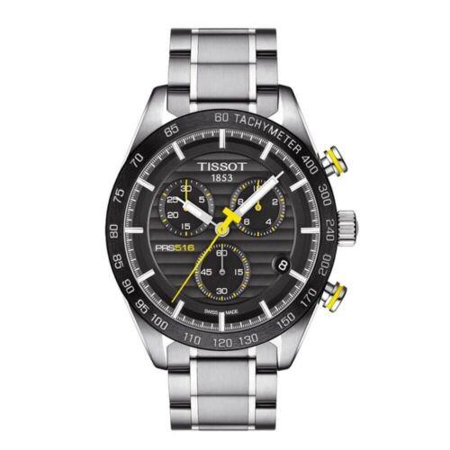 Tissot Men`s Prs 516 Chrono Black Dial Stainless Steel Watch T100.417.11.051.00 - Dial: Black, Band: Silver, Bezel: Black