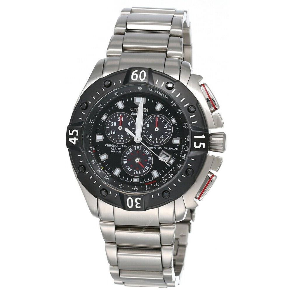 Citizen Eco-drive Black Dial Chrono S-steel Men`s Watch BL5314-52E