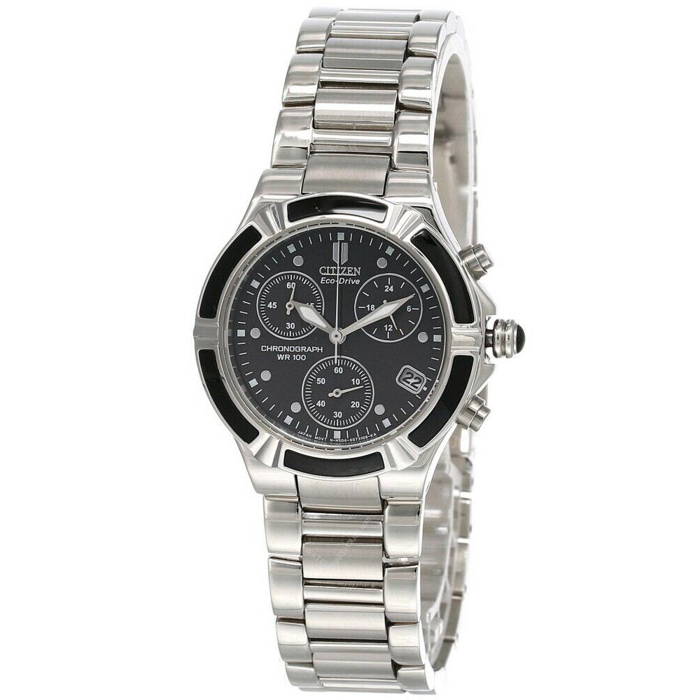 Citizen Eco Drive Chrono Black Dial SS Women`s Watch FB1030-59E -store Display