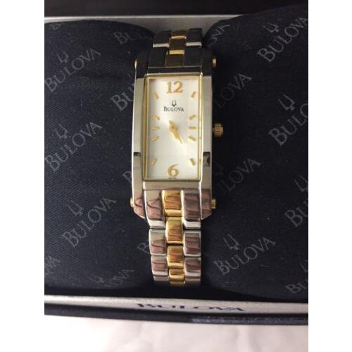 Bulova Womens 98L009 Stainless Bracelet Watch with Warranty Card and Box