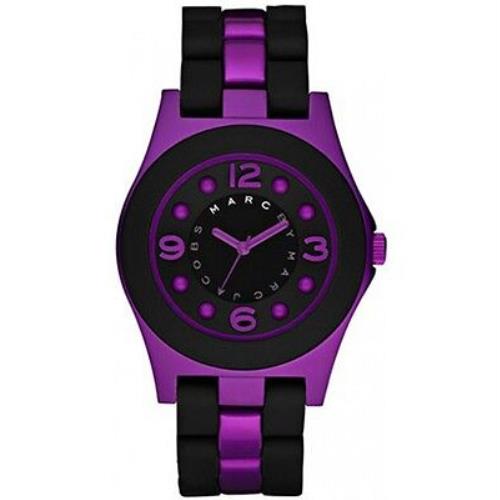 Marc Jacobs Women`s Pelly Black Silicone Wrapped Purple Aluminum WATCH-MBM3505