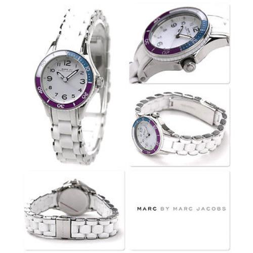 Marc Jacobs Marine White Silicone Wrapped Silver Tone S/steel Mini Watch MBM2558
