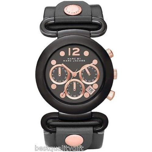 Marc Jacobs Grey Leather+rose Gold Chrono WATCH-MBM1171