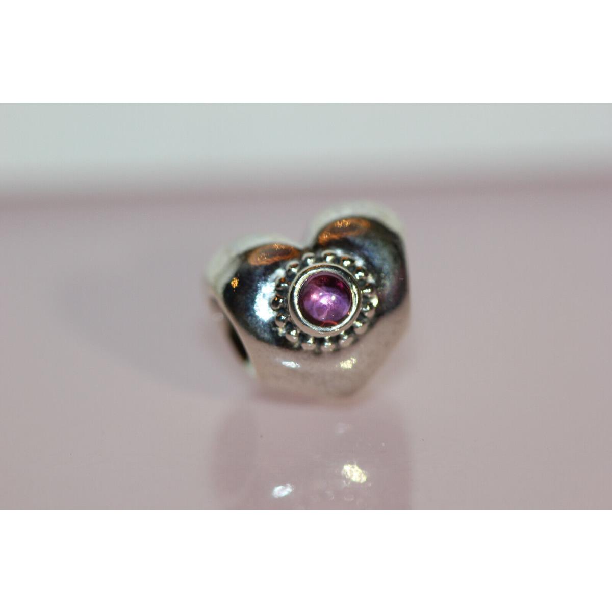 Pandora Rhodolite Treasured Hearts Charm Retired 790573RHL Bagtag Pouch