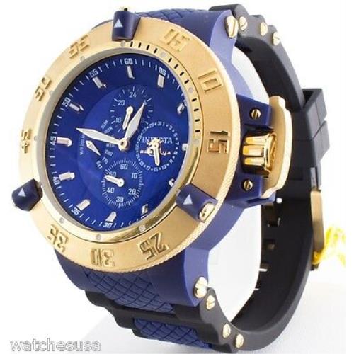 Invicta Subaqua Chronograph Blue Dial Black Polyurethane Men`s Watch 17122