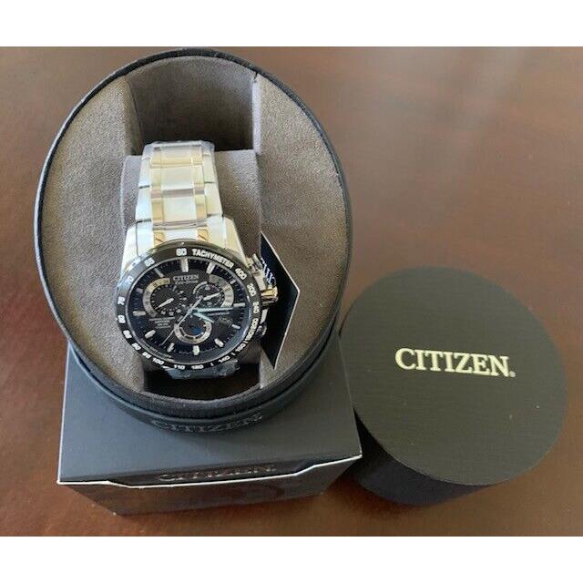 Citizen Perpetual Eco-drive Titanium Chronograph Men`s Watch Atomic AT4010-50E