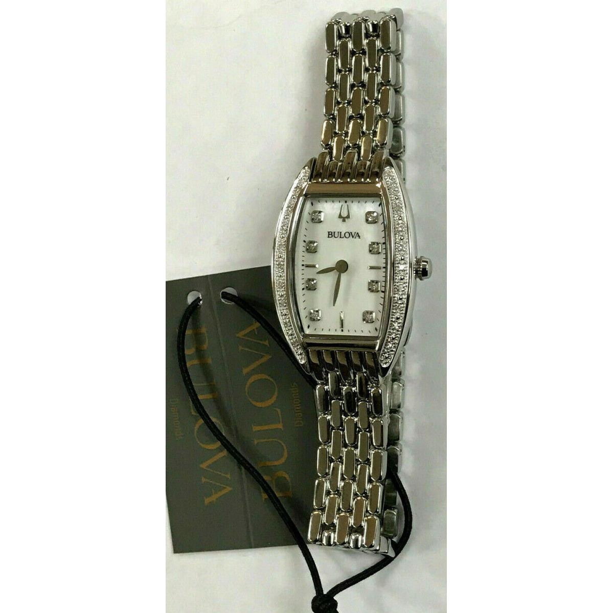 Bulova 96R244 White Mother-of-pearl Dial Diamond Stainless Ladies Watch Warranty