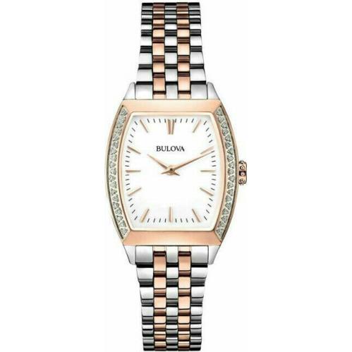 Bulova 98R200 38 Diamonds White Dial Two Tone Case Bracelet Sapphire Crystal