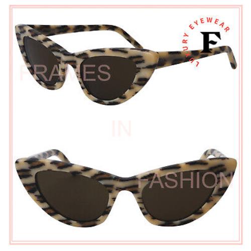 Saint Laurent Wave Lily 213 Ysl SL213 Brown Leopard Print Sunglasses 014