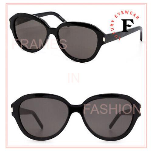 Saint Laurent 400 Ysl SL400 Black Oval Classic Sunglasses Unisex 001 - 001, Frame: Black, Lens: Gray