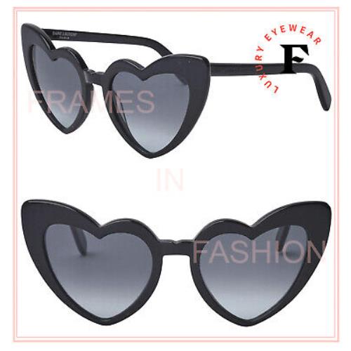 Saint Laurent Loulou 181 Ysl SL181 Black Heart Sunglasses Shield Unisex 008 54mm - 008 , Black Frame, Gray Lens