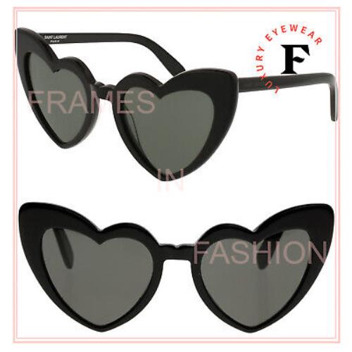 Saint Laurent Loulou 181 Ysl SL181 Black Heart Sunglasses Shield Unisex 001 54mm - 001 , Black Frame, Gray Lens