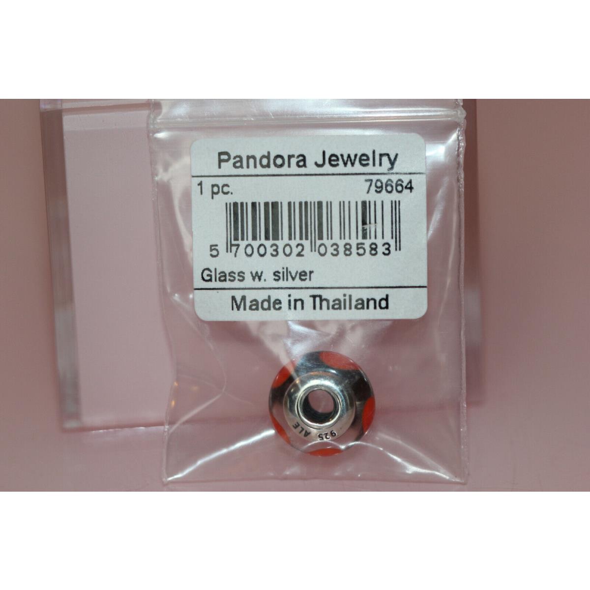 Pandora Orange Ice Love Hearts Murano Glass Charm Retired 790664 Box Rare