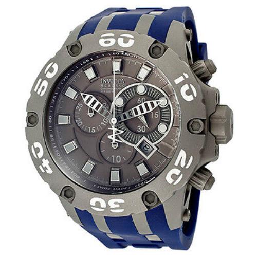 Swiss Made Invicta 12085 Subaqua Reserve Speciality Chronograph Dive Men`s Watch - Dial: Gray, Band: Blue