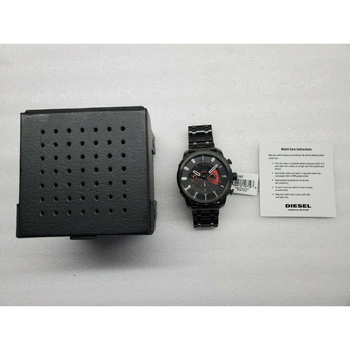 Diesel Stronghold Chronograph Date Black Stainless Steel Men`s Watch DZ4367