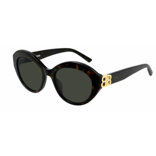 Balenciaga BB 0133S 002 Havana Gold/green Oversized Women`s Sunglasses