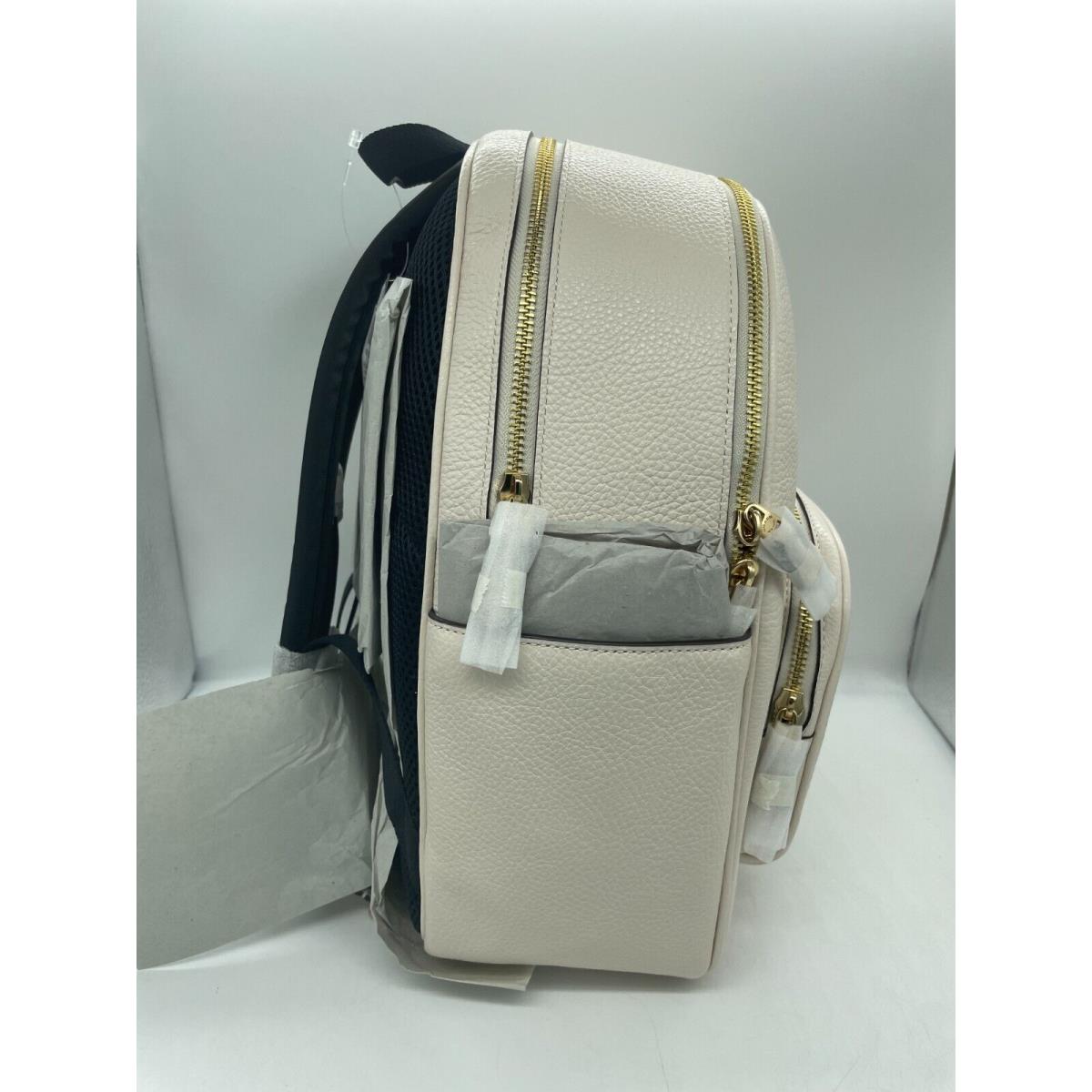 Coach Court Backpack Soft Pebbled Leather Chalk White Gold Hardware Black Straps