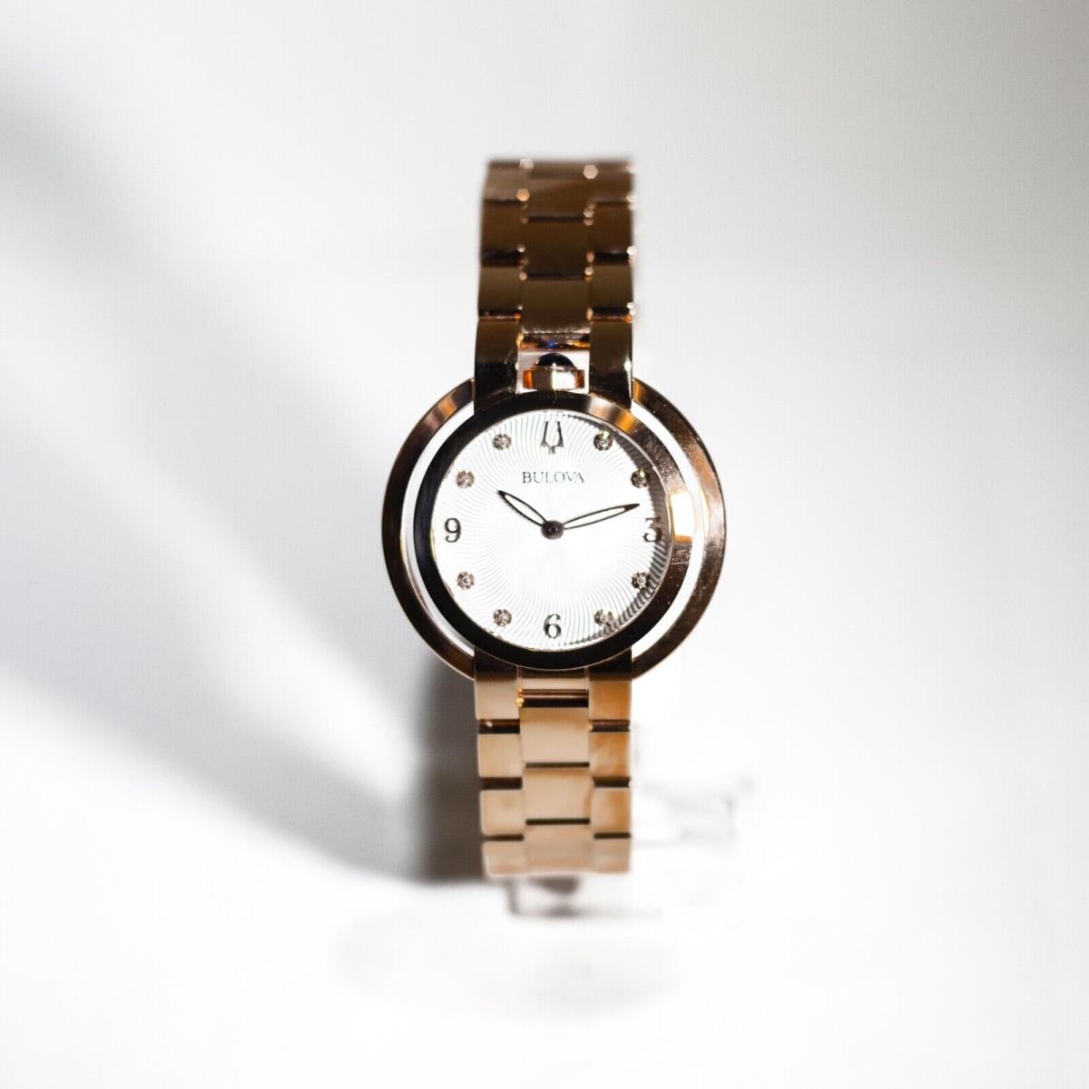 Ladies 97P130 Rose-gold Rubaiyat Diamonds 35mm Bulova