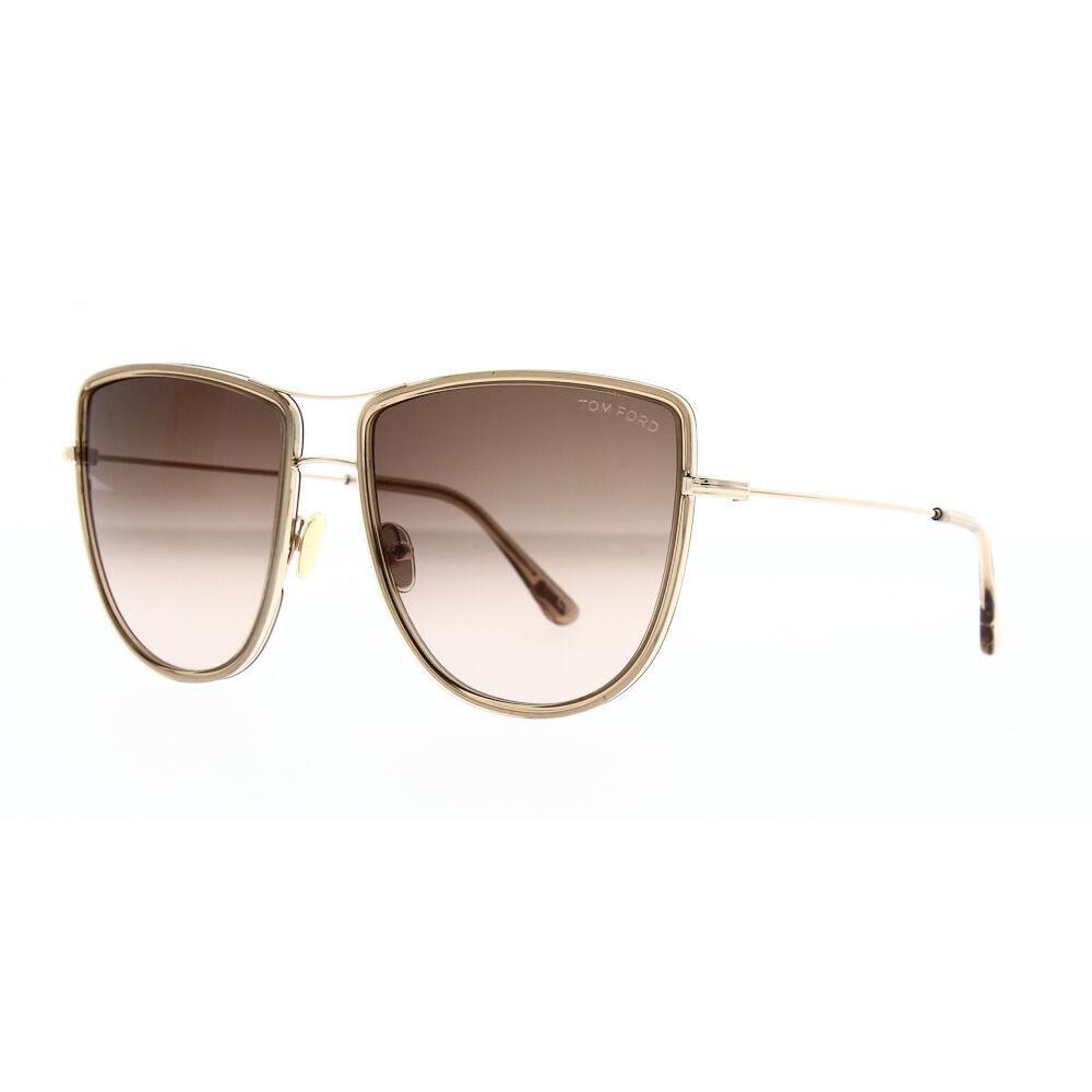 Tom Ford FT 0759 28F Sunglasses Shiny Rose Gold Frame Gradient Brown Lenses 59mm