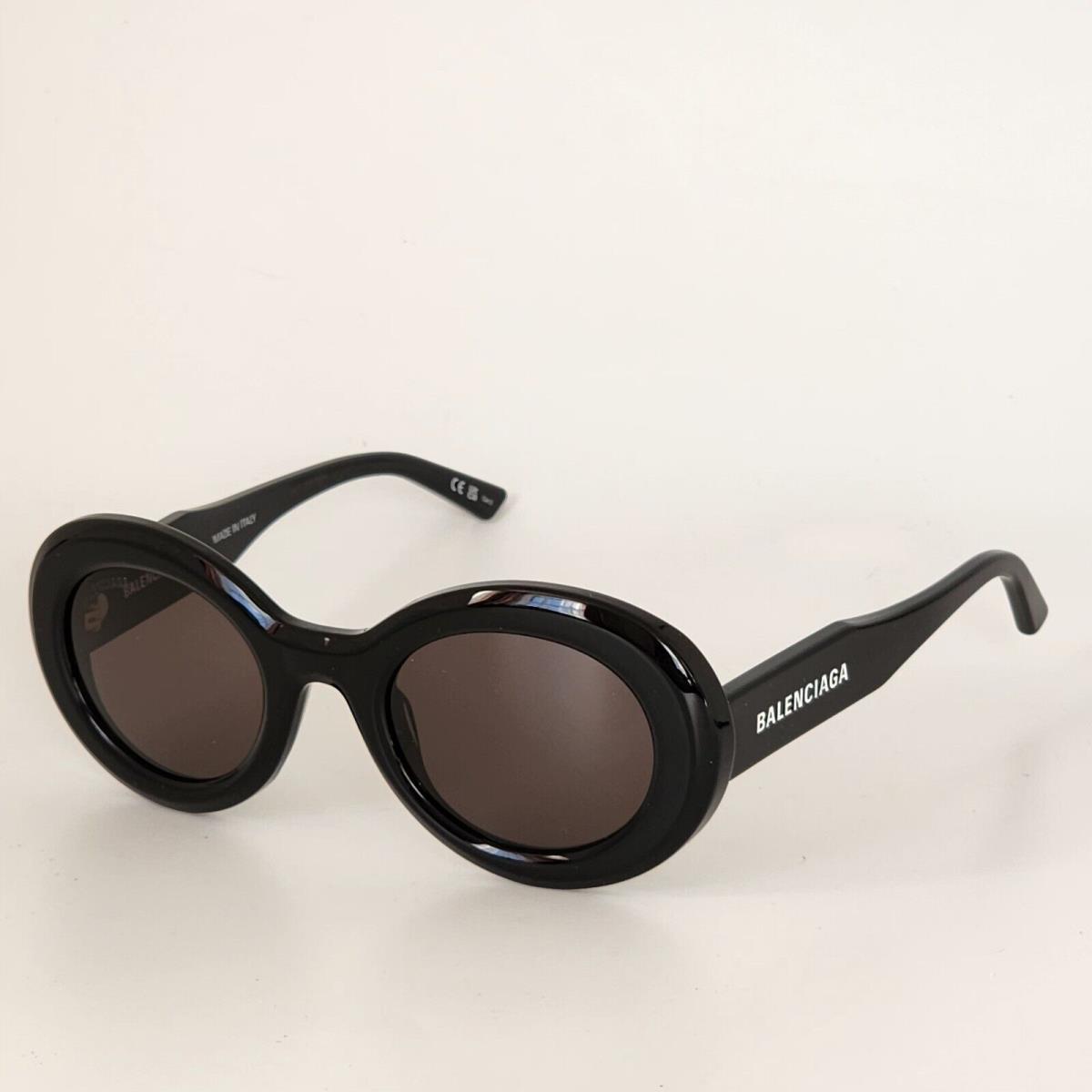 Balenciaga BB0074S 001 Black/gray Oval Unisex Runway Sunglasses