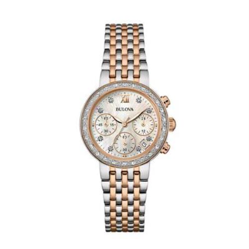 Bulova Ladies Watch 98R215 - Mother Of Pearl Dial, Two Tone Strap