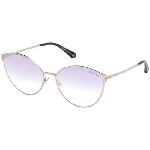 Tom Ford FT0654 16Z Silver Cat Eye Zeila Sunglasses - Silver, Frame: Silver, Lens: Purple