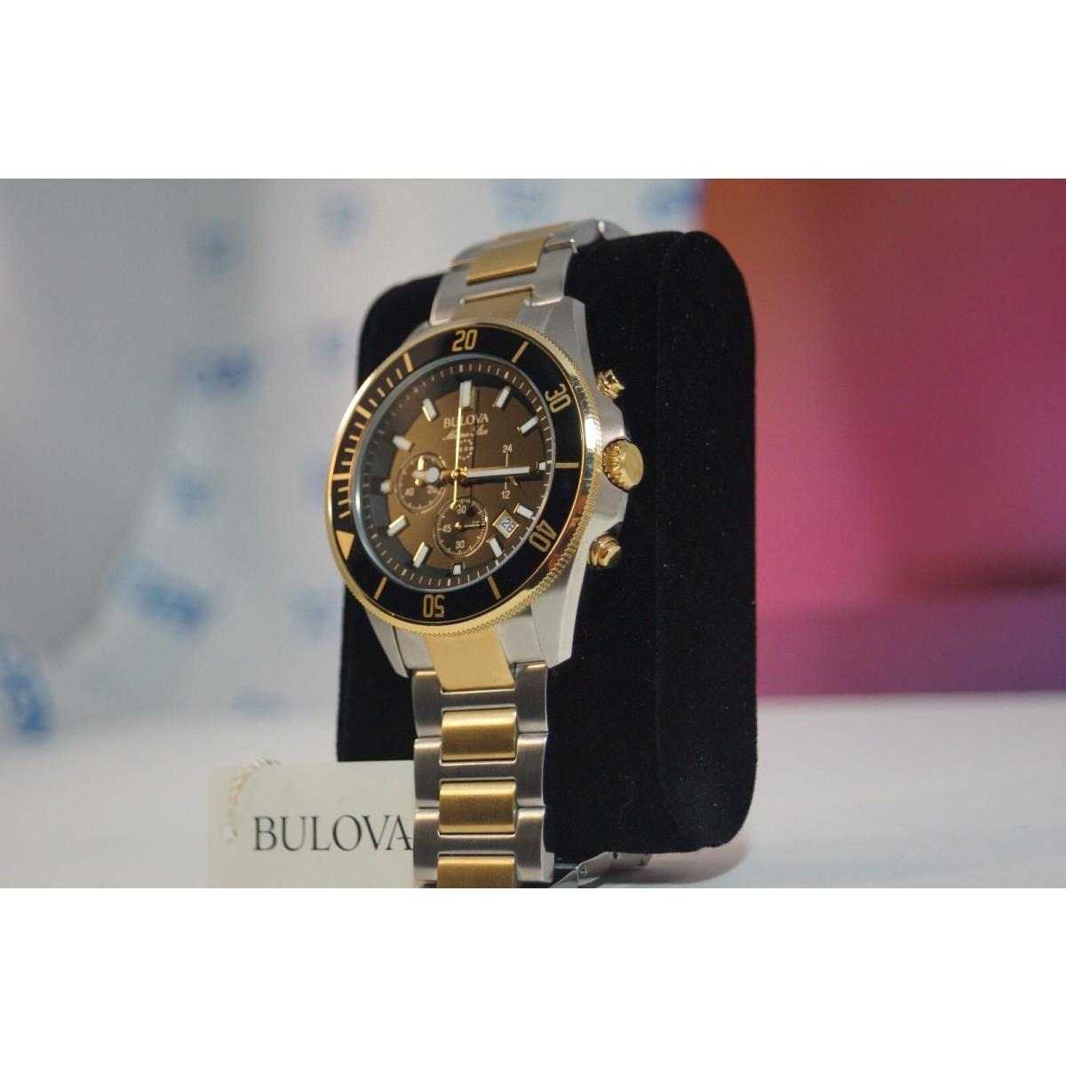 Bulova Marine Star Two Tone Stainless Steel Chronograph 43mm Men`s Watch 98B249