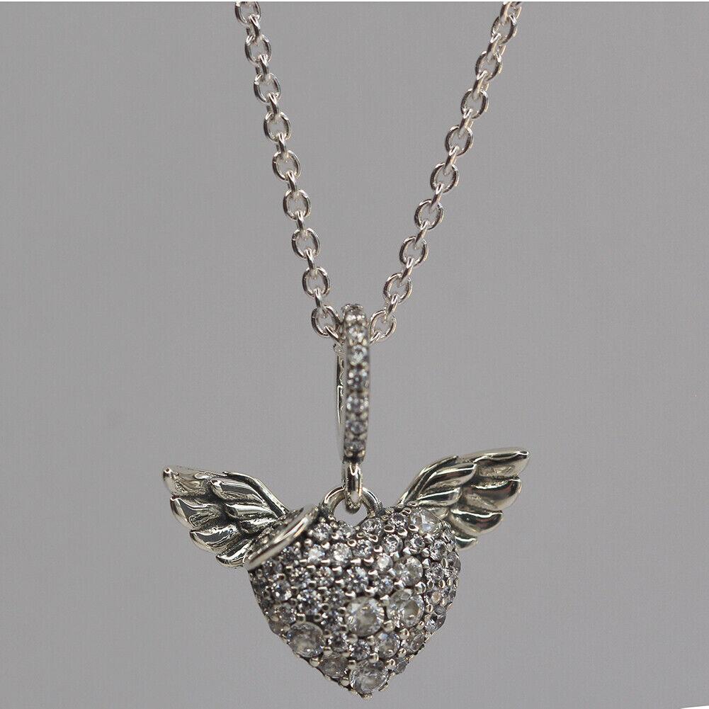 Pandora Pavé Heart and Angel Wings Necklace (45cm) | Lazada