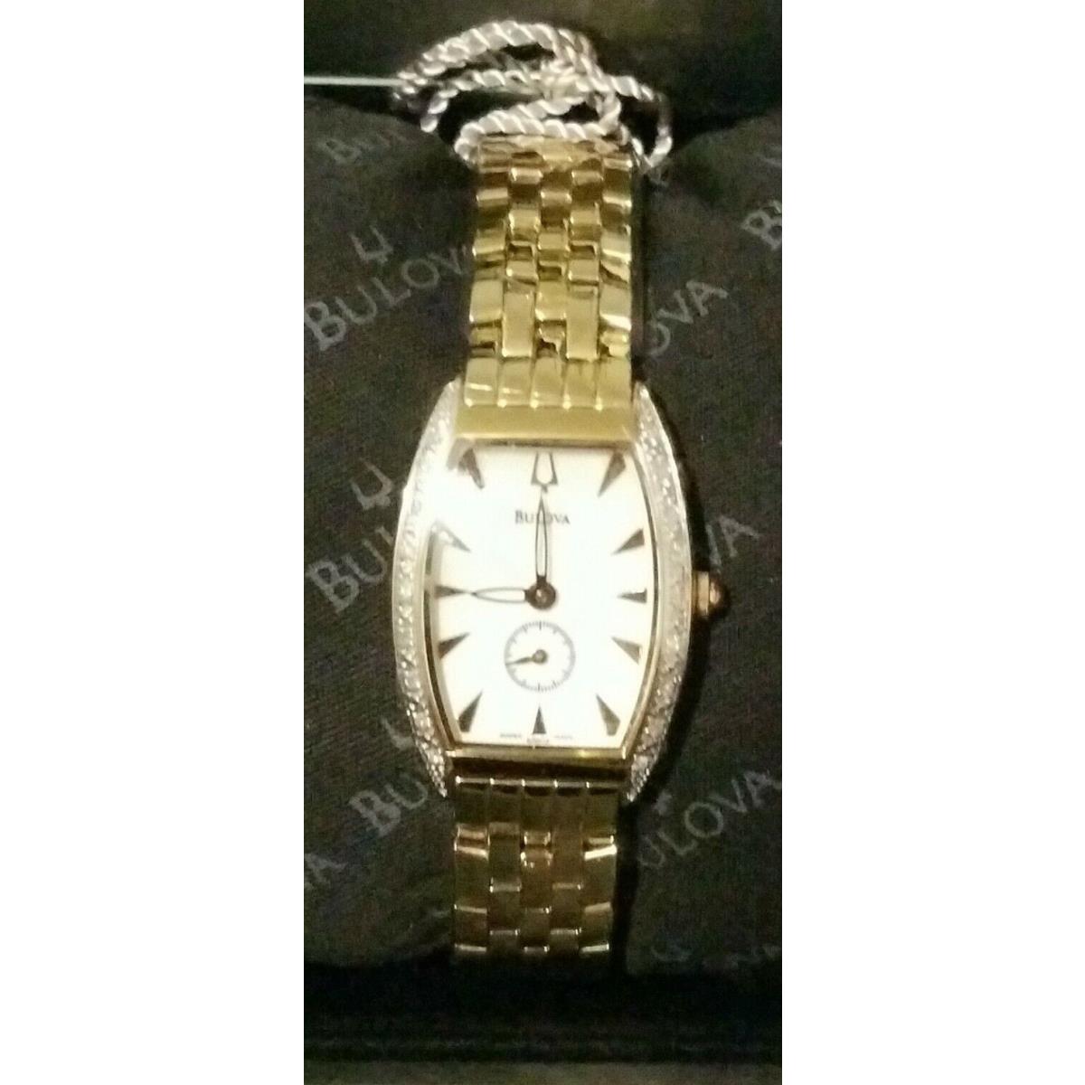 Bulova 65r03 Diamond Collection Gold Tone Stainless Steel Women`s Watch