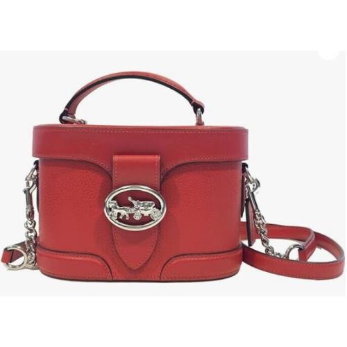 Coach 5503 Georgie Gem Pebble Leather Chain Crossbody Sv/bright Poppy