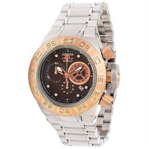 Invicta 10143 Subaqua Noma IV Sport Chronograph Rose Gold-tone SS Men`s Watch - Brown Dial, Silver Band