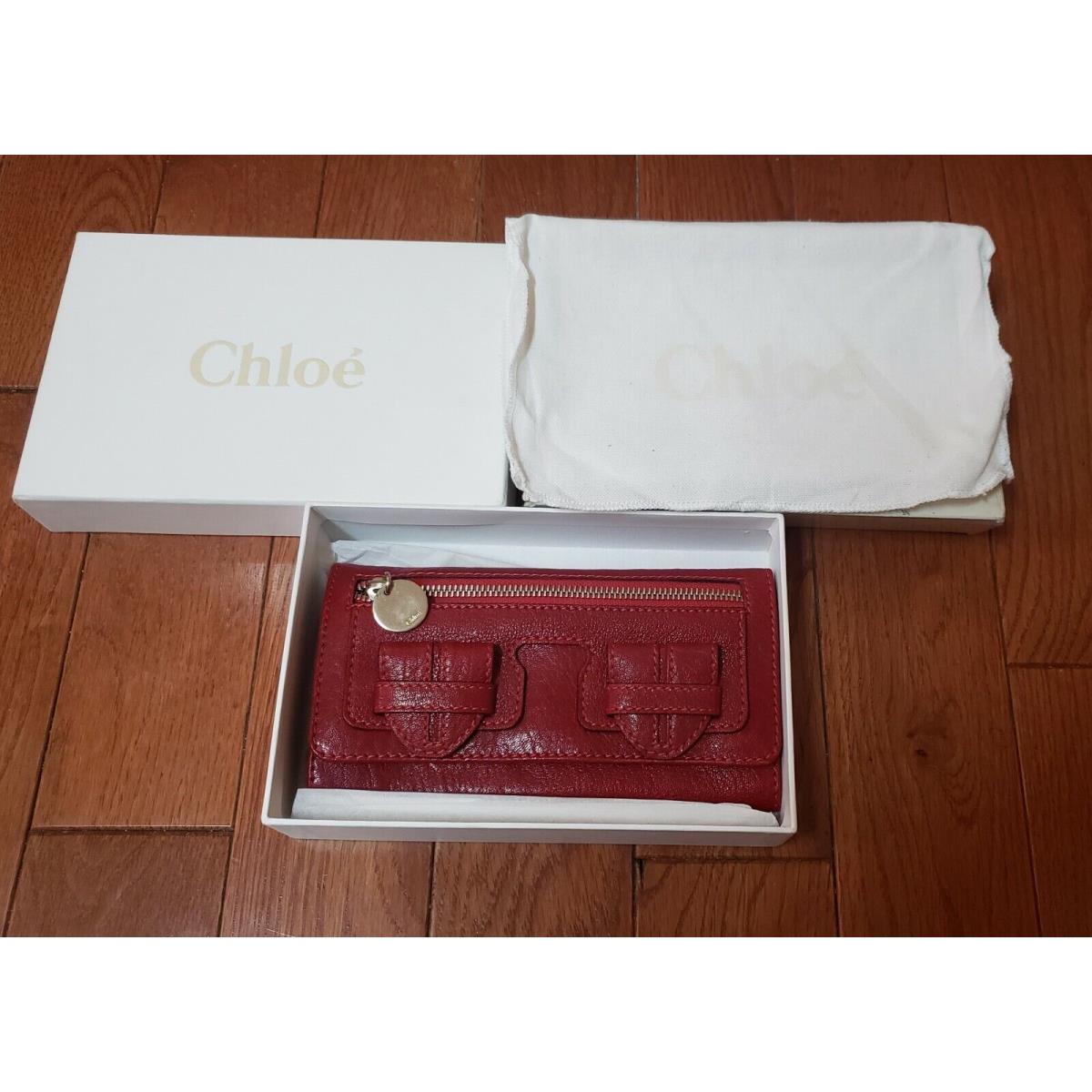 Vintage Chloe Cherry Red Saskia Leather Wallet 519216 O/s