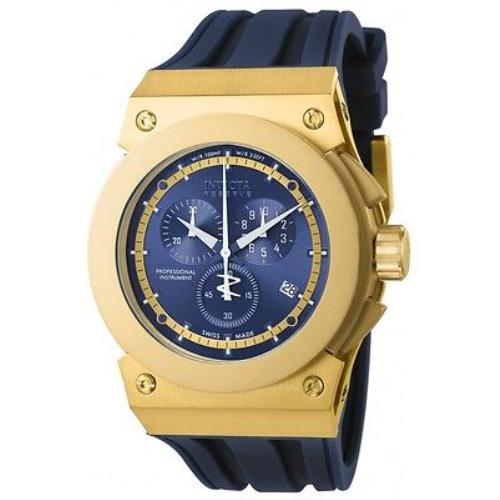 Swiss Made Invicta 12009 Akula Reserve Chronograph Gold Tone Mens Watch - Blue Dial, Blue Band